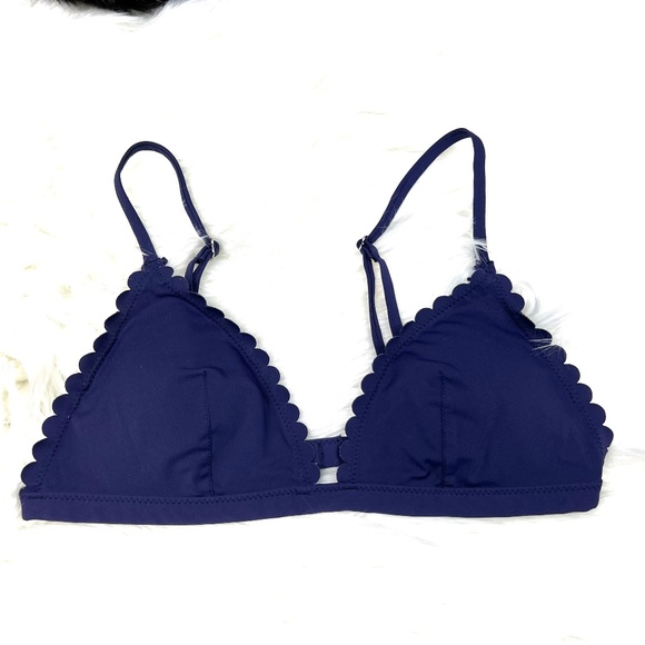 Other - Navy Scalloped Egde Triangle Halter Bathing/Swim Top